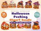 Halloween Peeking Clipart Bundle – 26 Watercolor PNG, JPG & SVG