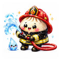 10 Firefighter Dumpling Clipart PNG Bundle, Cute Kawaii Fireman Clipart, Firefighter Sublimation Designs, Transparent PNG 300 DPI