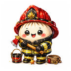 10 Firefighter Dumpling Clipart PNG Bundle, Cute Kawaii Fireman Clipart, Firefighter Sublimation Designs, Transparent PNG 300 DPI