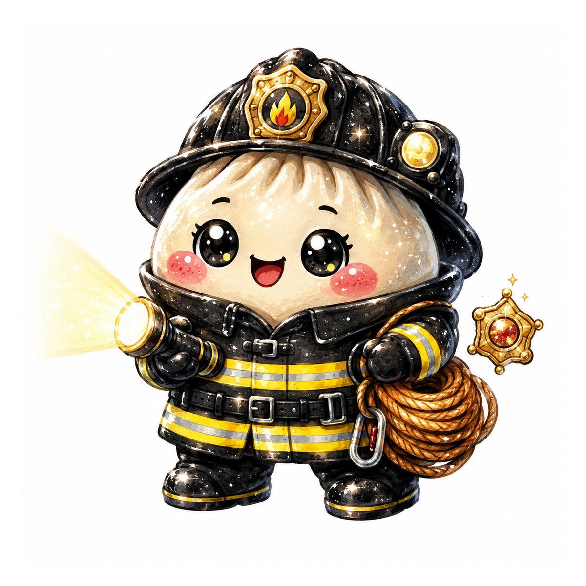10 Firefighter Dumpling Clipart PNG Bundle, Cute Kawaii Fireman Clipart, Firefighter Sublimation Designs, Transparent PNG 300 DPI
