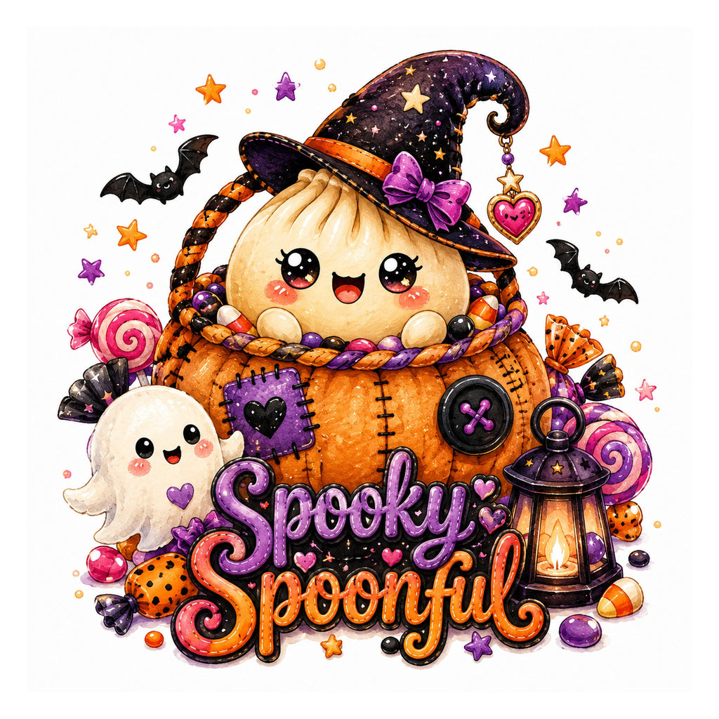 40 Kawaii Halloween Dumpling Clipart PNG Bundle, Witchy Dumpling Sublimation Designs, Cute Halloween Food Clipart, Transparent PNG 300 DPI
