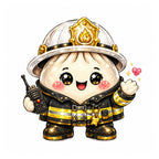 10 Firefighter Dumpling Clipart PNG Bundle, Cute Kawaii Fireman Clipart, Firefighter Sublimation Designs, Transparent PNG 300 DPI