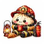 10 Firefighter Dumpling Clipart PNG Bundle, Cute Kawaii Fireman Clipart, Firefighter Sublimation Designs, Transparent PNG 300 DPI