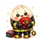 10 Firefighter Dumpling Clipart PNG Bundle, Cute Kawaii Fireman Clipart, Firefighter Sublimation Designs, Transparent PNG 300 DPI