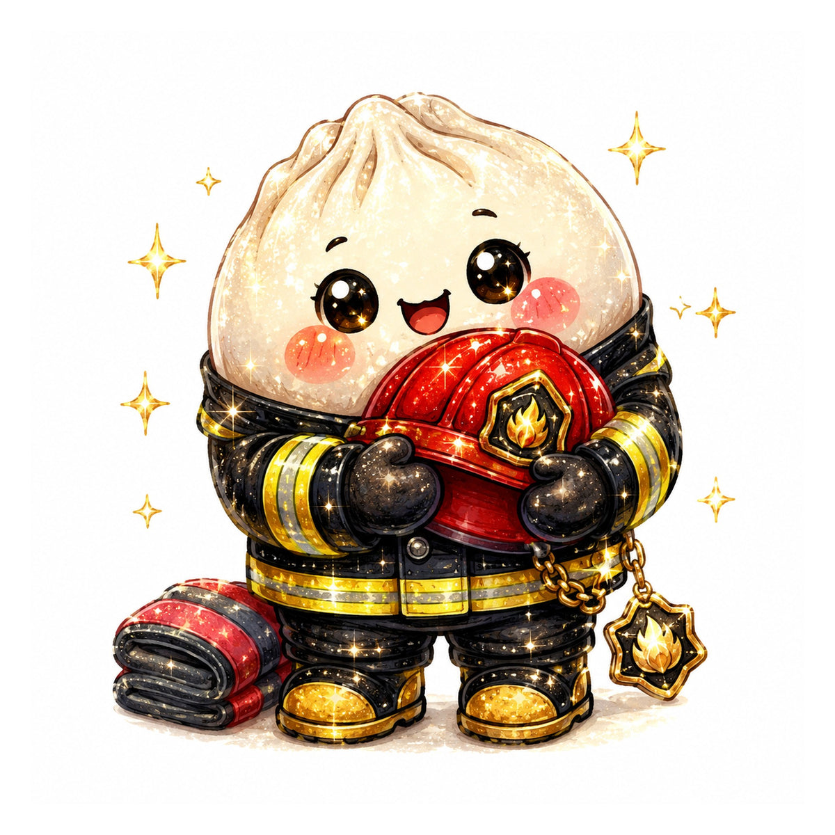 10 Firefighter Dumpling Clipart PNG Bundle, Cute Kawaii Fireman Clipart, Firefighter Sublimation Designs, Transparent PNG 300 DPI