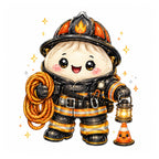 10 Firefighter Dumpling Clipart PNG Bundle, Cute Kawaii Fireman Clipart, Firefighter Sublimation Designs, Transparent PNG 300 DPI