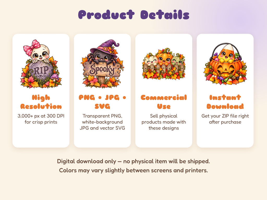 Halloween Peeking Clipart Bundle – 26 Watercolor PNG, JPG & SVG