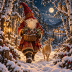 36 Christmas Gnome Illustrations PNG Bundle, Watercolor Winter Gnome Scenes with Woodland Animals, Sublimation Designs 5000px 300 DPI