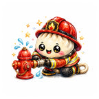 10 Firefighter Dumpling Clipart PNG Bundle, Cute Kawaii Fireman Clipart, Firefighter Sublimation Designs, Transparent PNG 300 DPI