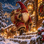 36 Christmas Gnome Illustrations PNG Bundle, Watercolor Winter Gnome Scenes with Woodland Animals, Sublimation Designs 5000px 300 DPI