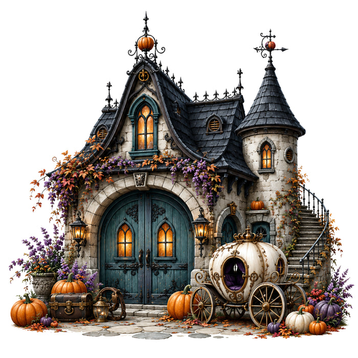 42 Haunted Houses Halloween Clipart PNG & JPG Bundle