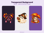Cute Halloween Clipart Bundle, 63 PNG SVG, Cozy Fall Clipart, Kawaii Ghost Black Cat Pumpkin, Transparent PNG, Commercial Use Download