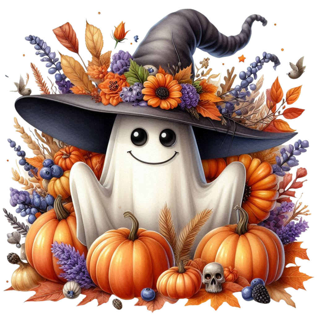 20 Cute Funny Ghost Pumpkin Halloween PNG Bundle