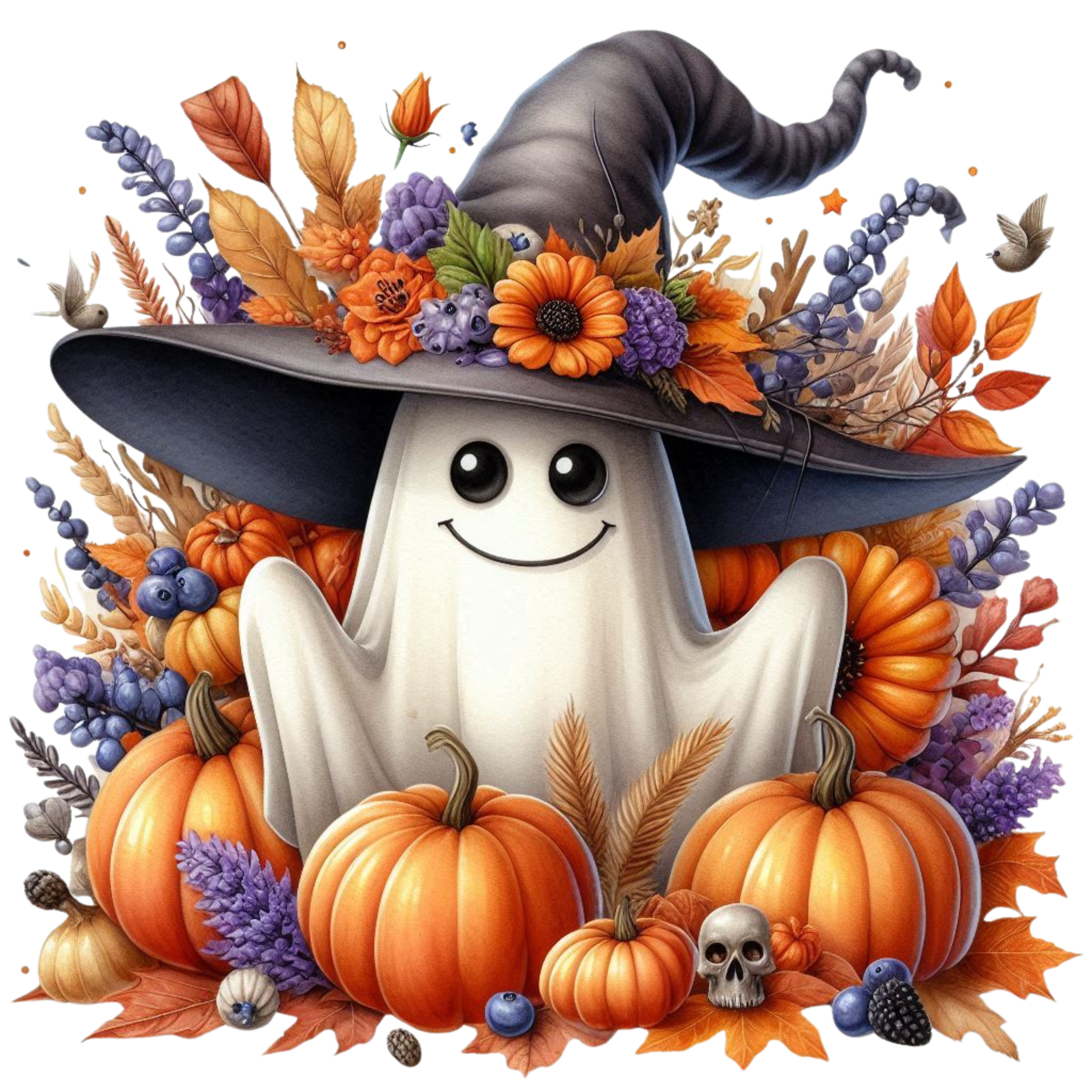 20 Cute Funny Ghost Pumpkin Halloween PNG Bundle
