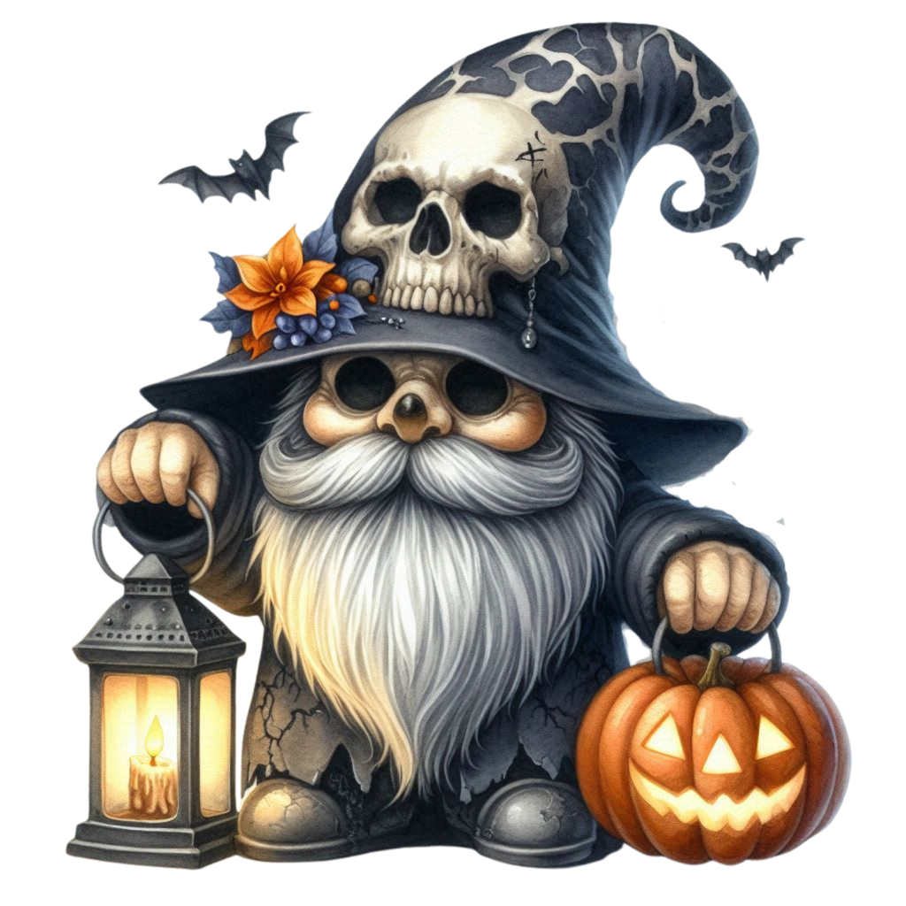 25 Watercolor Halloween Gnomes PNG Bundle