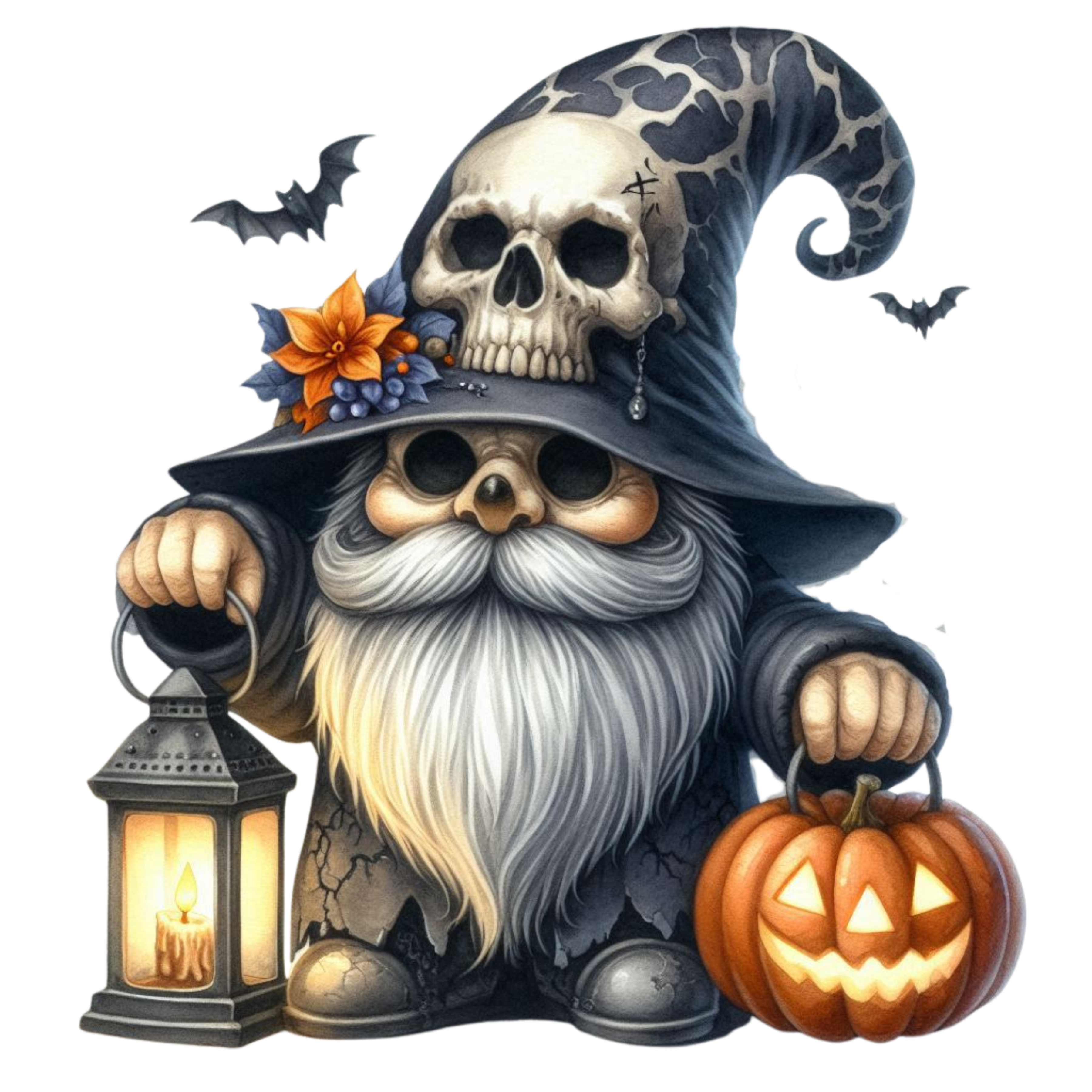 25 Watercolor Halloween Gnomes PNG Bundle