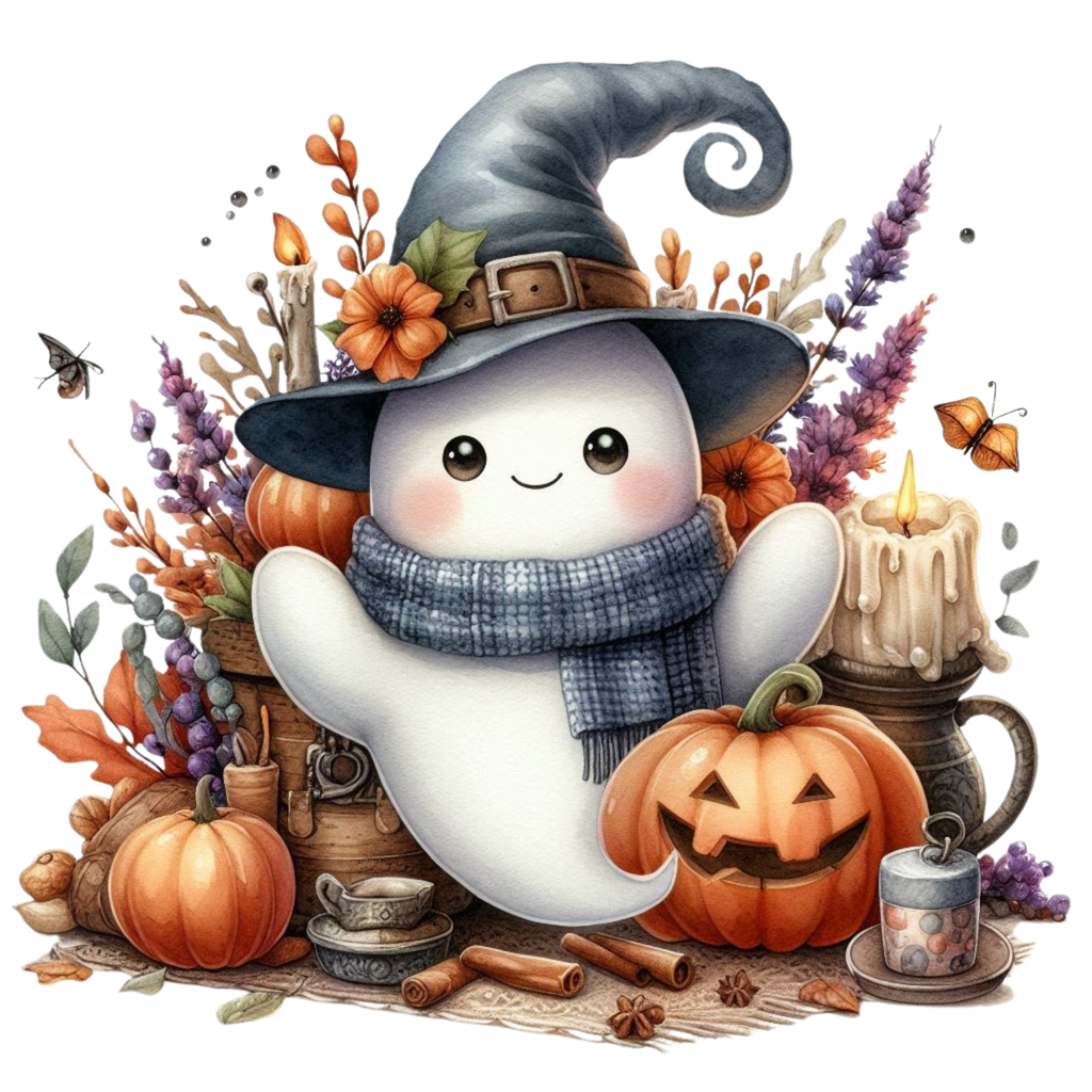20 Cute Funny Ghost Pumpkin Halloween PNG Bundle