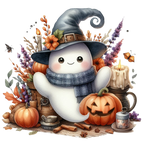 20 Cute Funny Ghost Pumpkin Halloween PNG Bundle