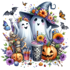 20 Cute Funny Ghost Pumpkin Halloween PNG Bundle