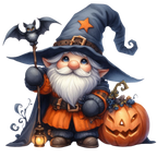 25 Watercolor Halloween Gnomes PNG Bundle
