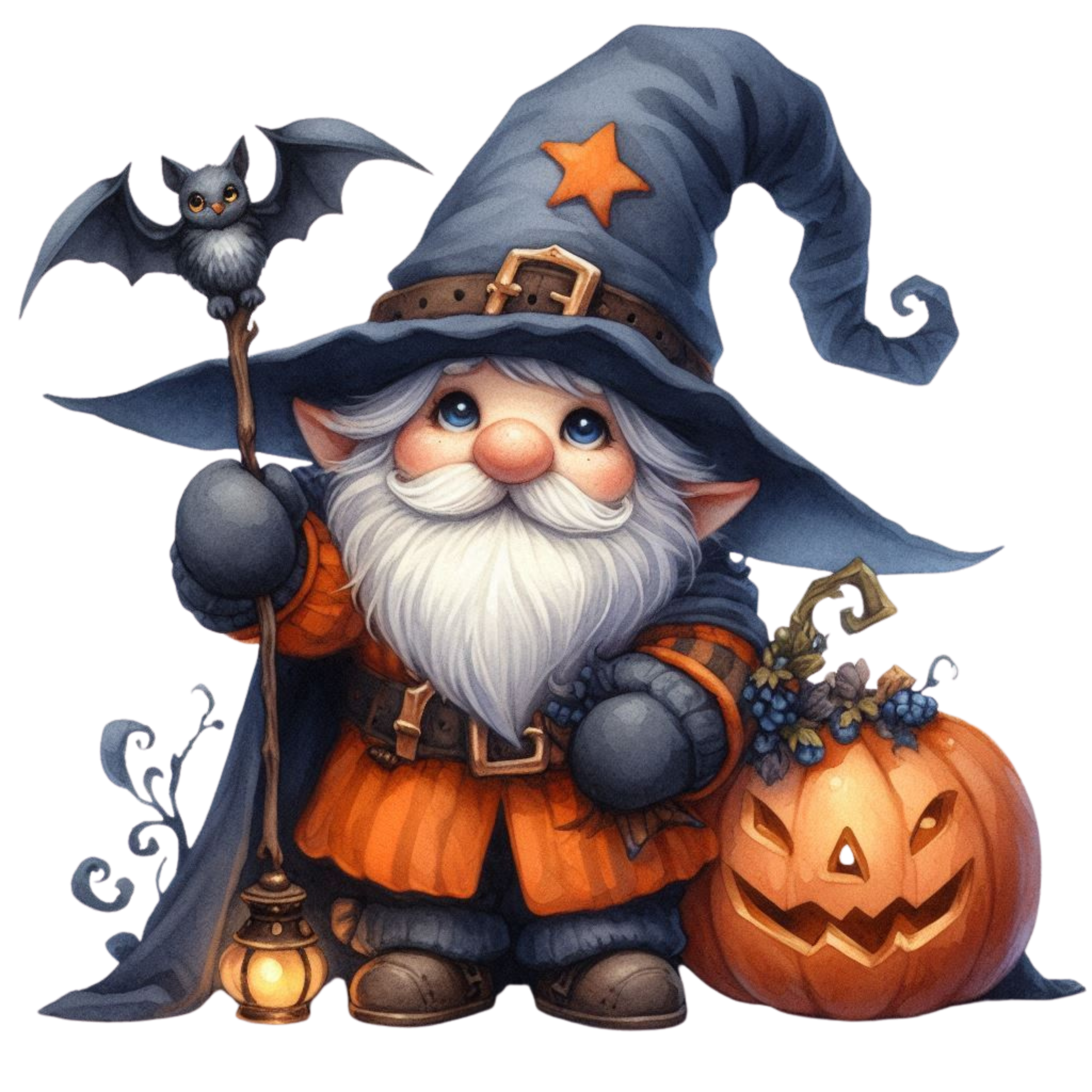 25 Watercolor Halloween Gnomes PNG Bundle