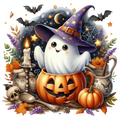 20 Cute Funny Ghost Pumpkin Halloween PNG Bundle