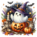20 Cute Funny Ghost Pumpkin Halloween PNG Bundle