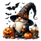 25 Watercolor Halloween Gnomes PNG Bundle