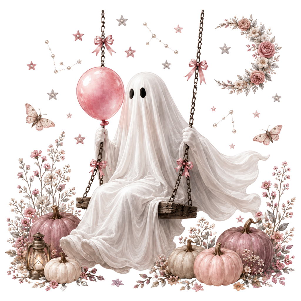 5 Pink Sewing Ghost PNG Bundle