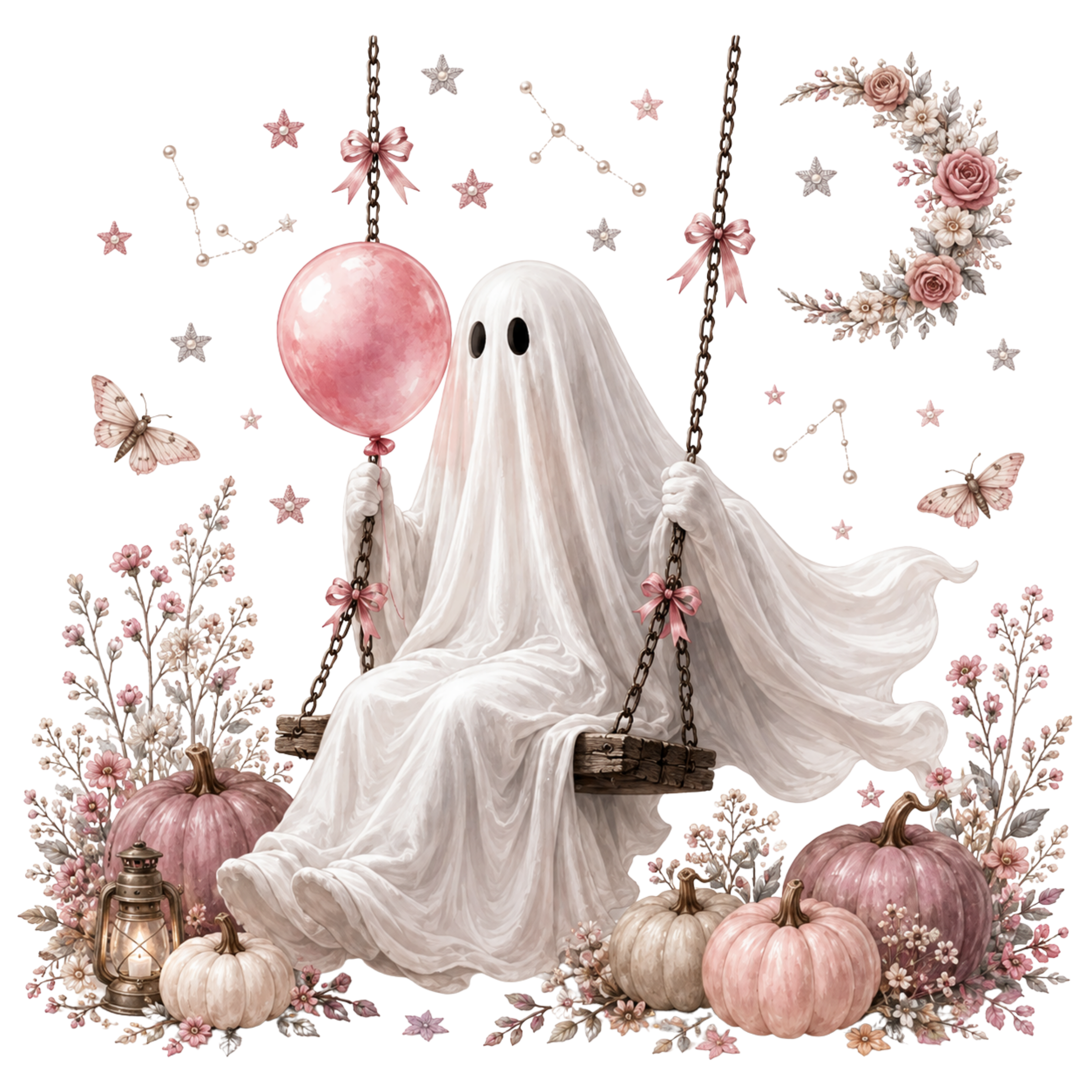 5 Pink Sewing Ghost PNG Bundle