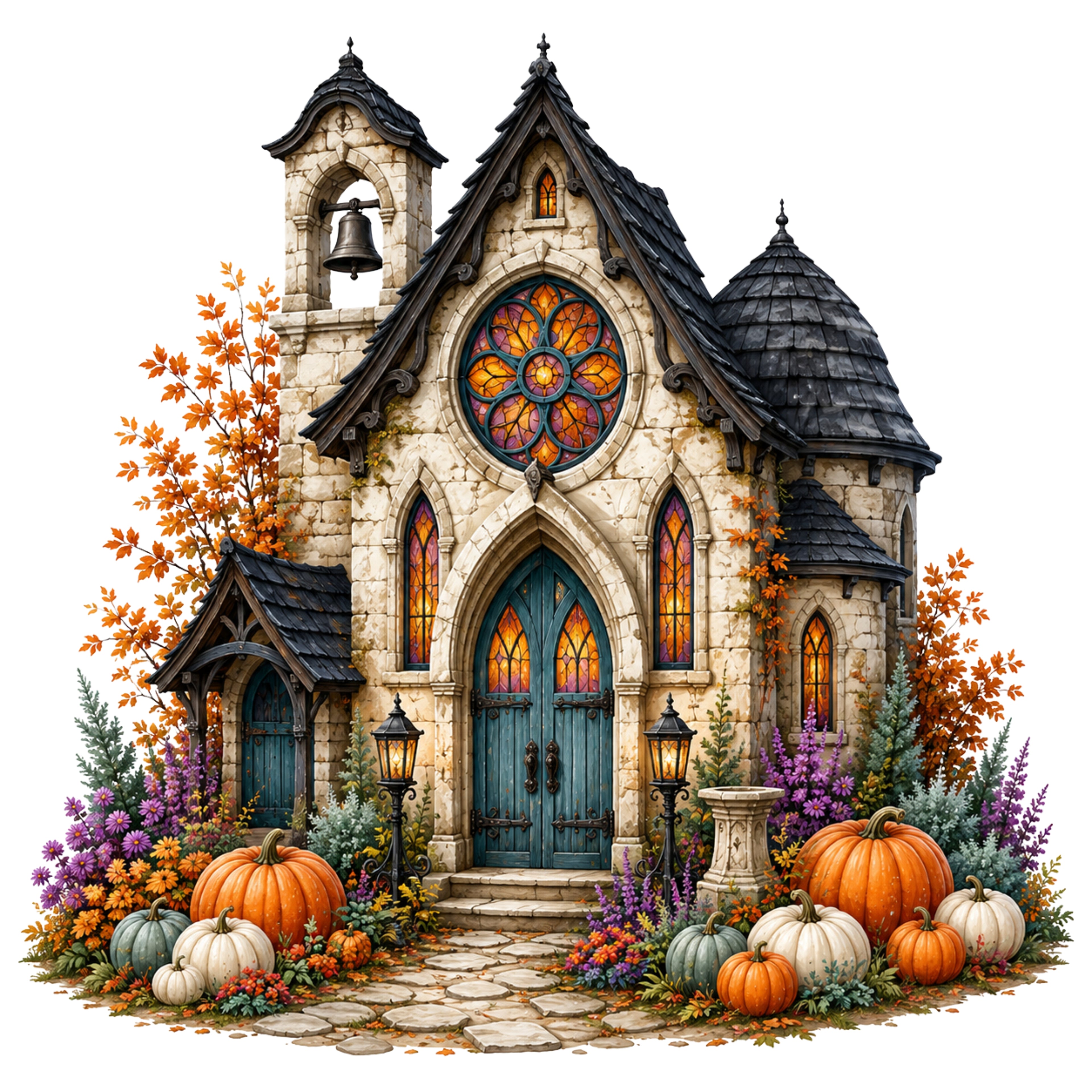 42 Haunted Houses Halloween Clipart PNG & JPG Bundle