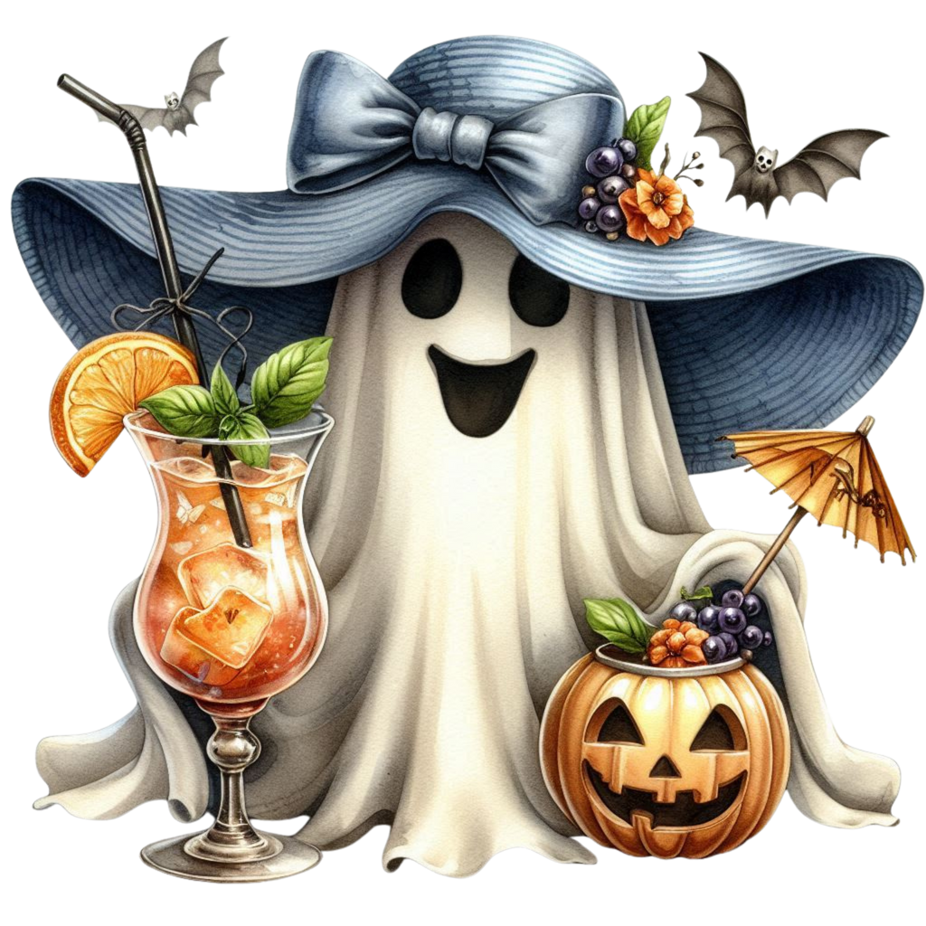 20 Cute Funny Ghost Pumpkin Halloween PNG Bundle