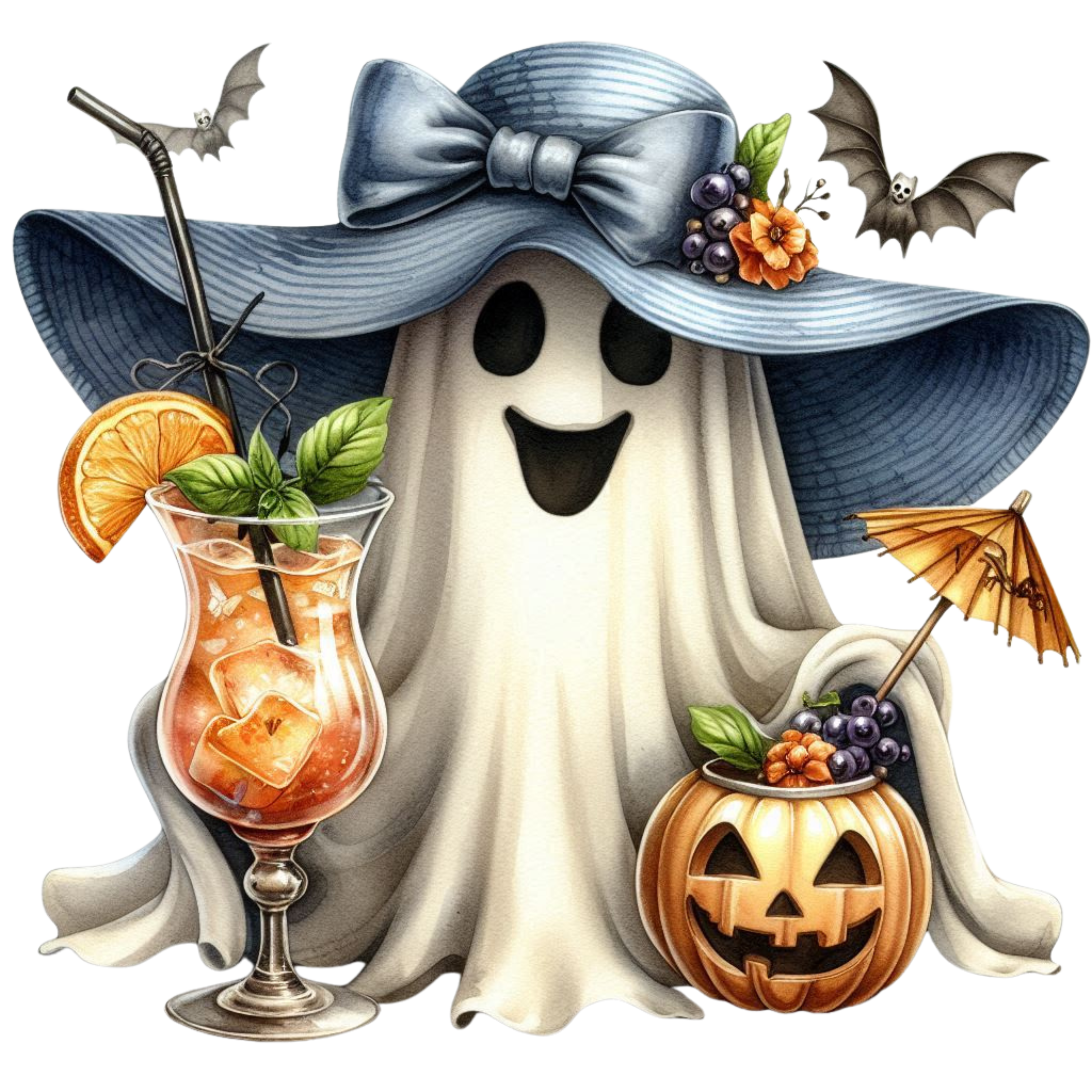 20 Cute Funny Ghost Pumpkin Halloween PNG Bundle