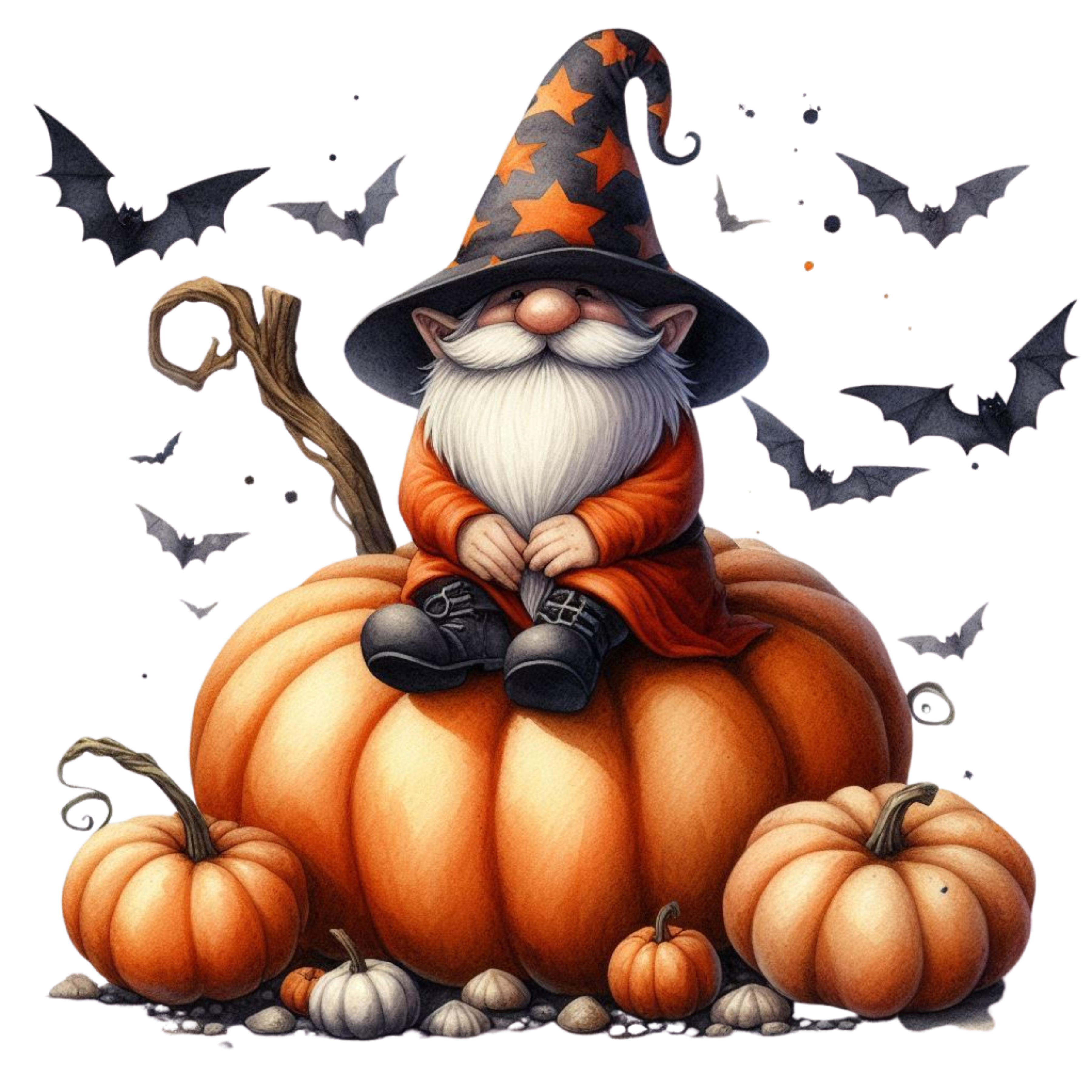 25 Watercolor Halloween Gnomes PNG Bundle
