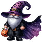 25 Watercolor Halloween Gnomes PNG Bundle