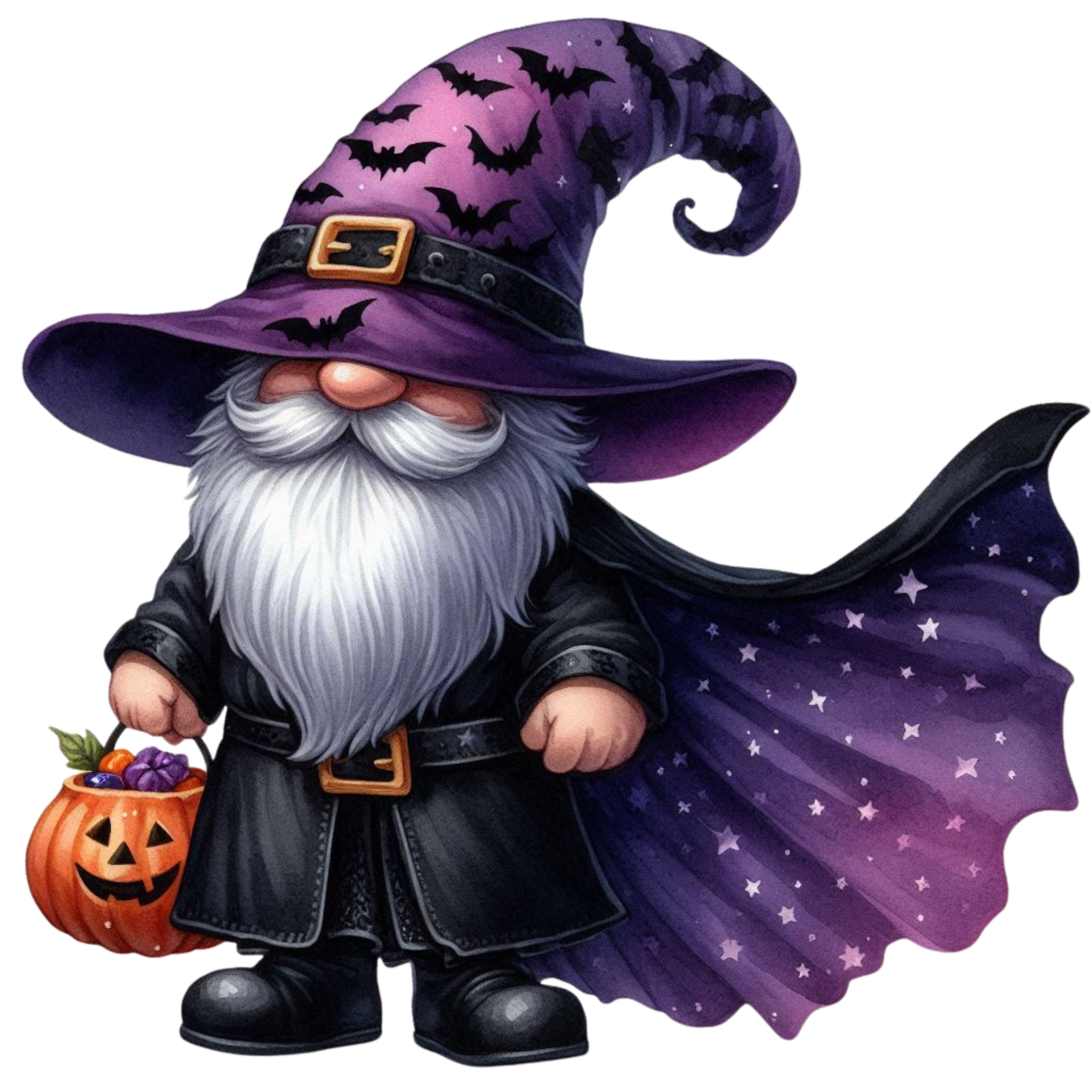 25 Watercolor Halloween Gnomes PNG Bundle