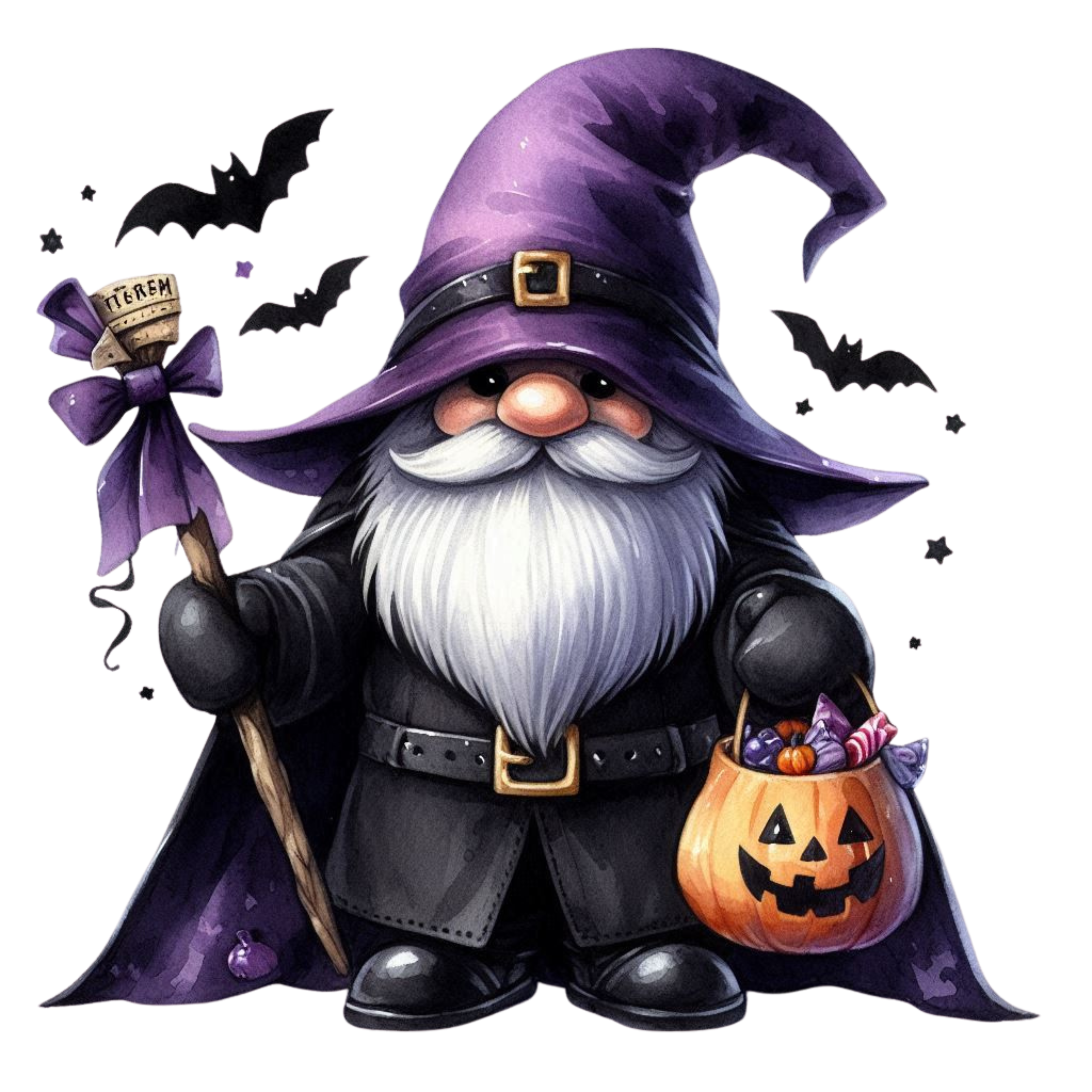 25 Watercolor Halloween Gnomes PNG Bundle