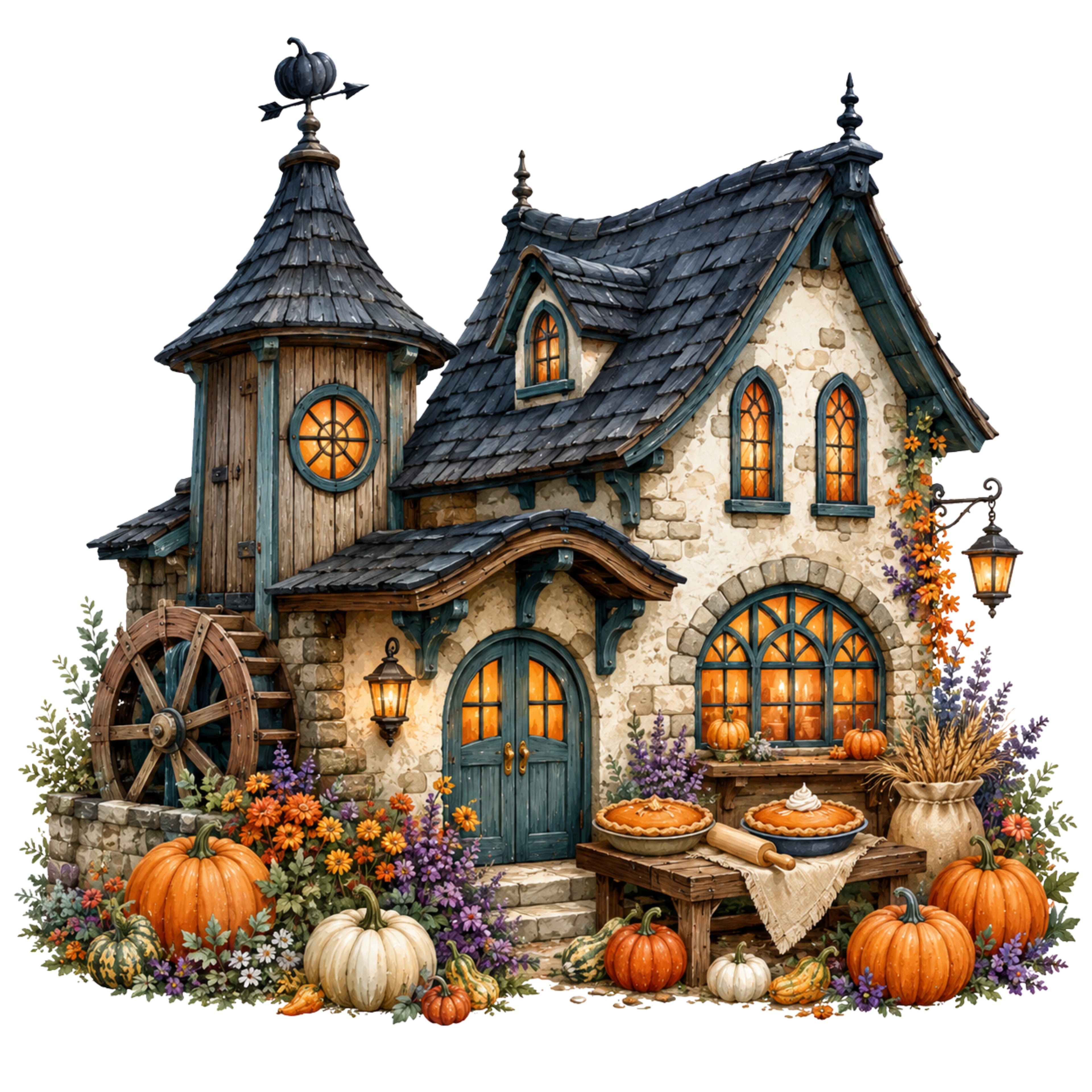 42 Haunted Houses Halloween Clipart PNG & JPG Bundle