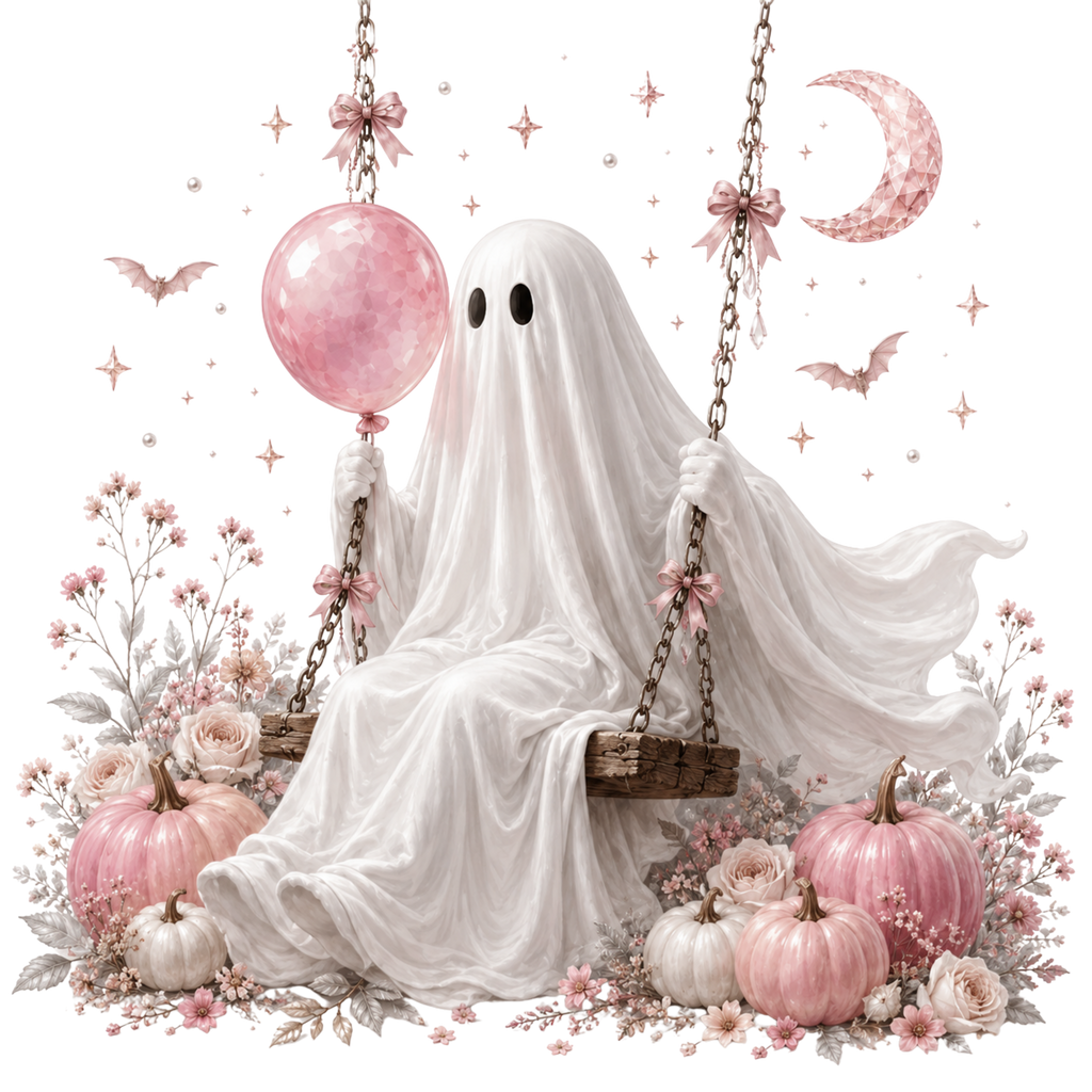 5 Pink Sewing Ghost PNG Bundle