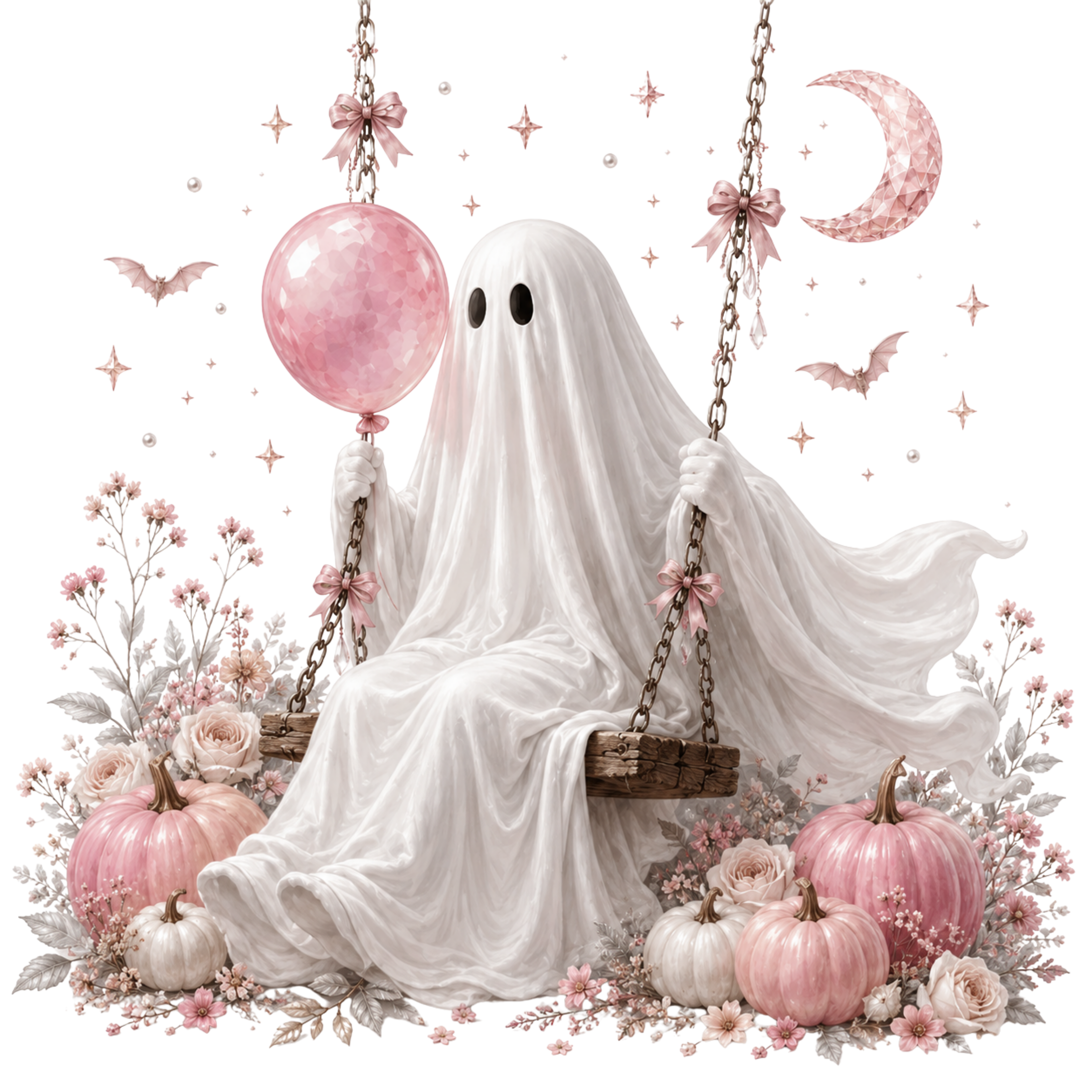 5 Pink Sewing Ghost PNG Bundle