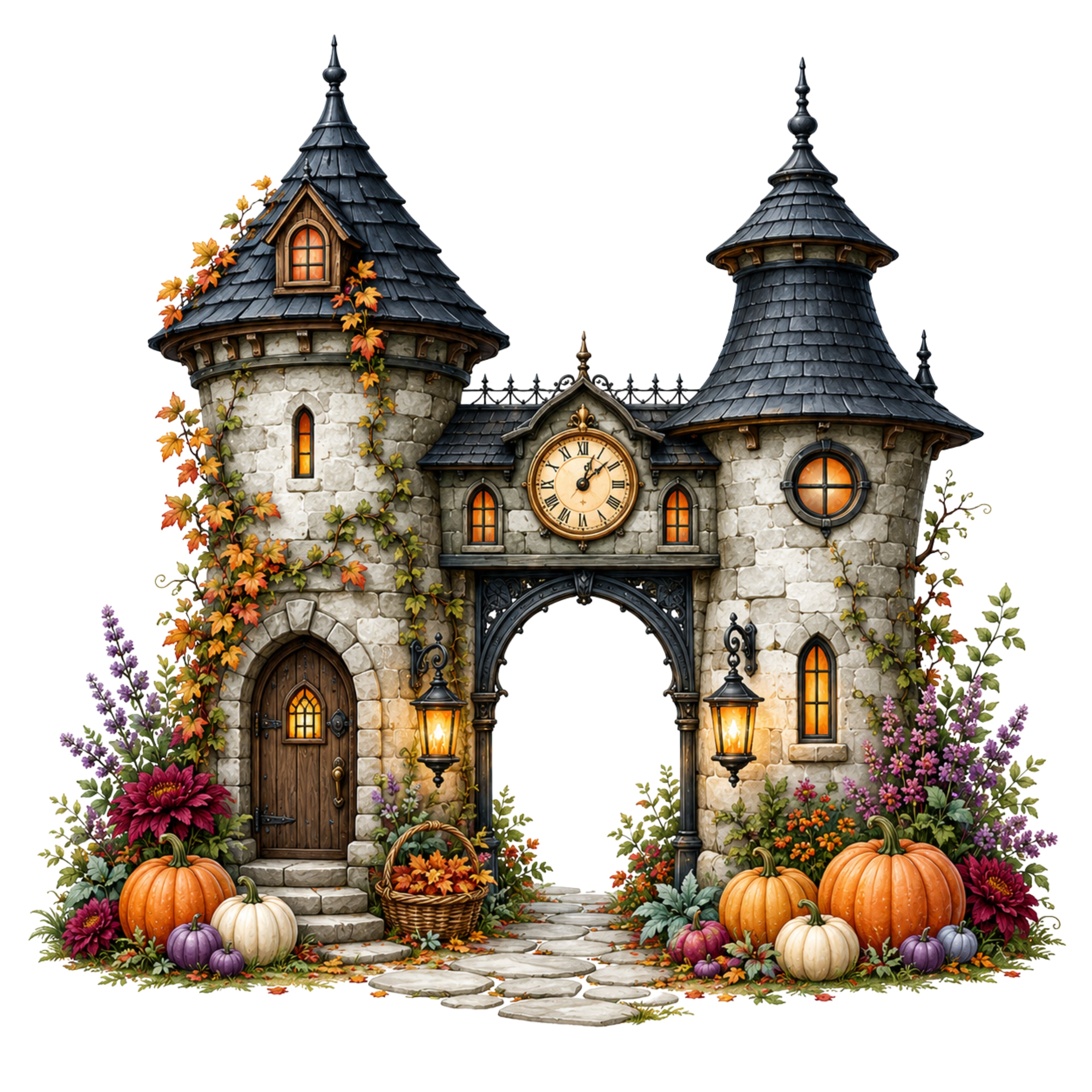 42 Haunted Houses Halloween Clipart PNG & JPG Bundle