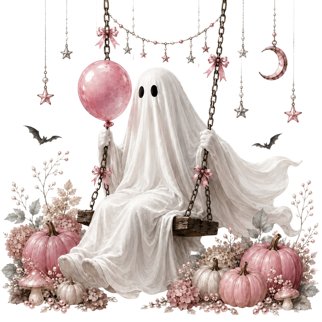 5 Pink Sewing Ghost PNG Bundle