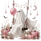 5 Pink Sewing Ghost PNG Bundle