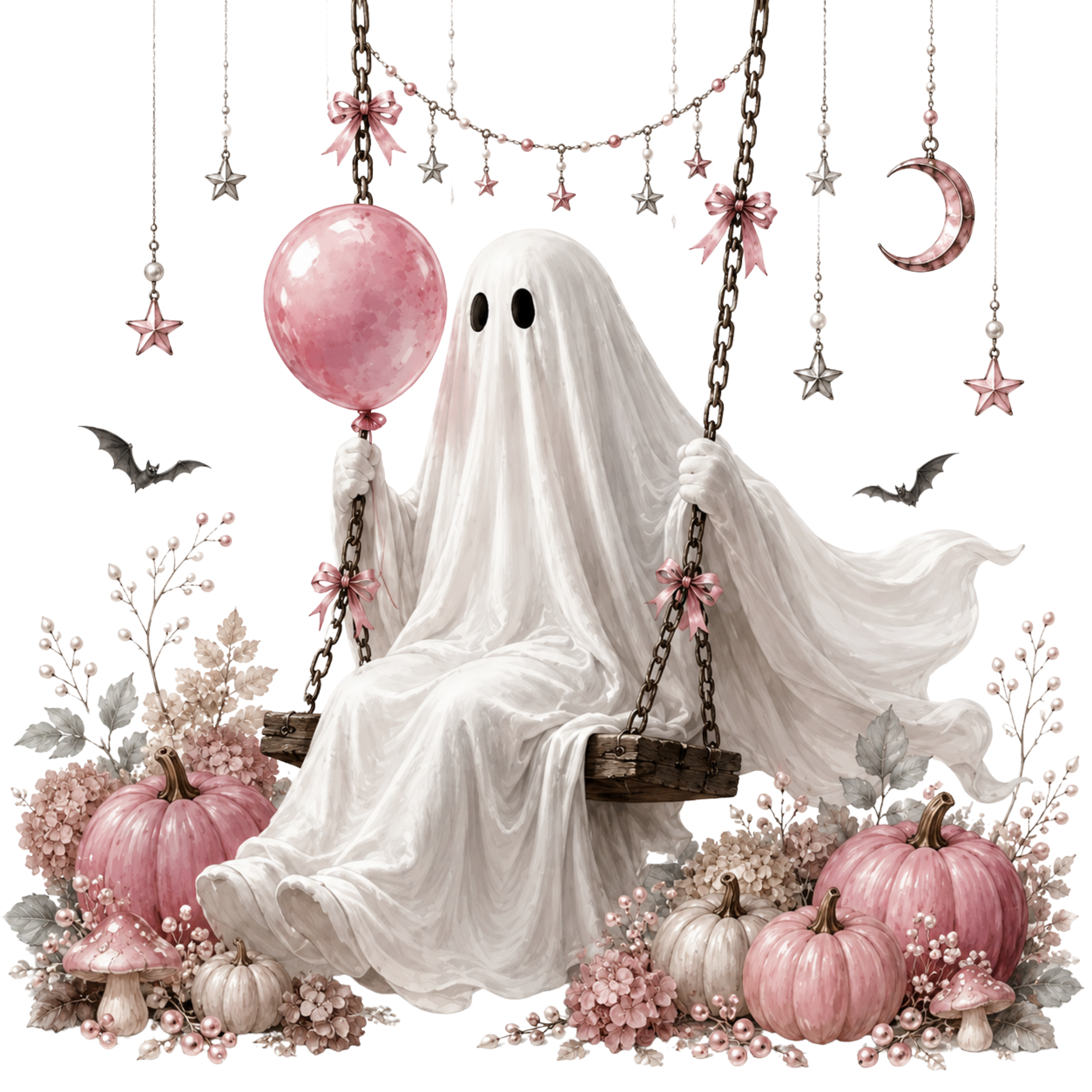 5 Pink Sewing Ghost PNG Bundle