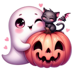 13 Cute Pink Ghost Pumpkin Halloween PNG Bundle