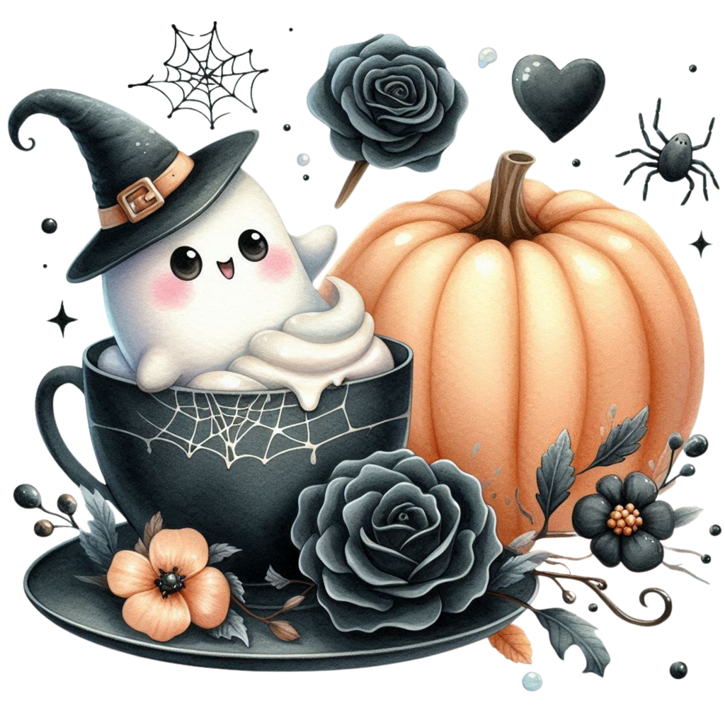 13 Cute Pink Ghost Pumpkin Halloween PNG Bundle