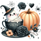 13 Cute Pink Ghost Pumpkin Halloween PNG Bundle