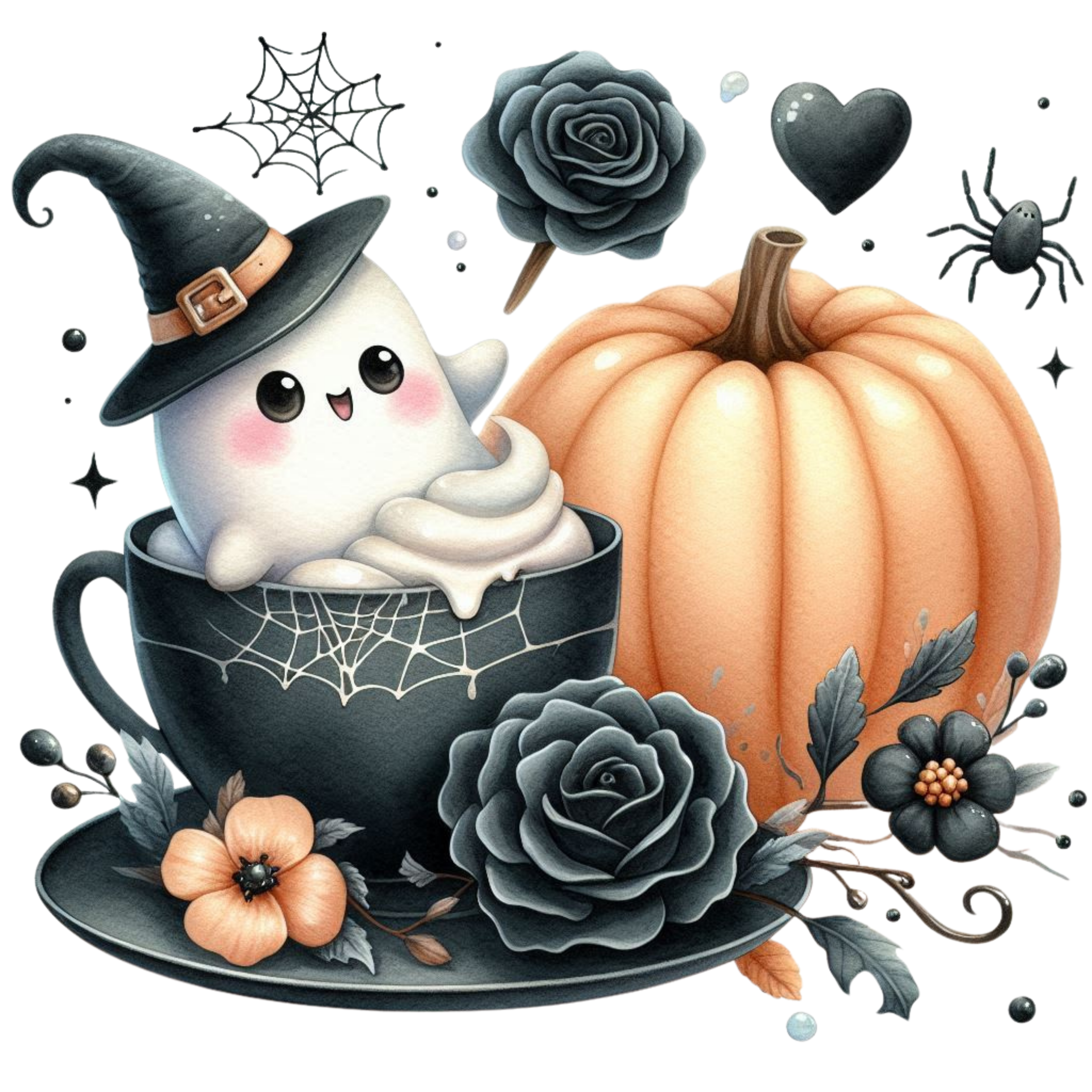13 Cute Pink Ghost Pumpkin Halloween PNG Bundle