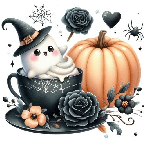13 Cute Pink Ghost Pumpkin Halloween PNG Bundle