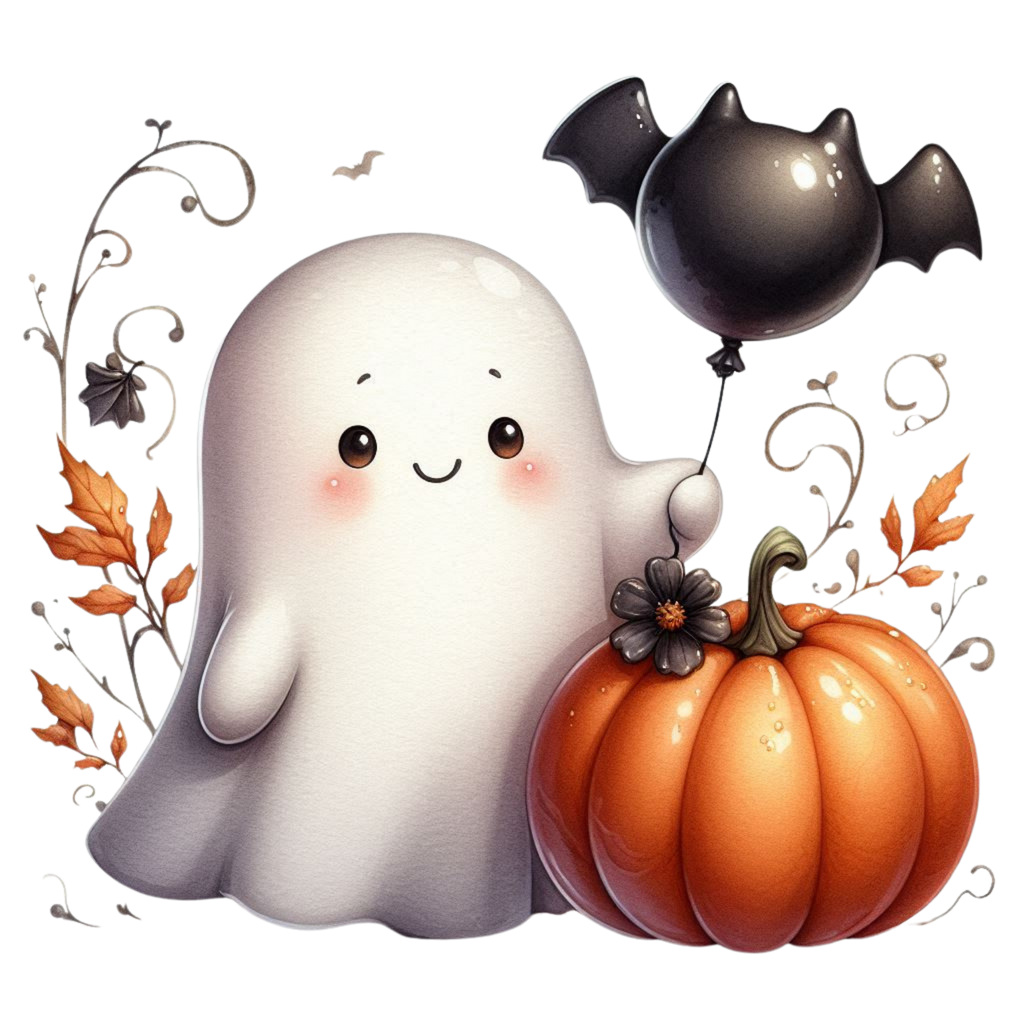 13 Cute Pink Ghost Pumpkin Halloween PNG Bundle